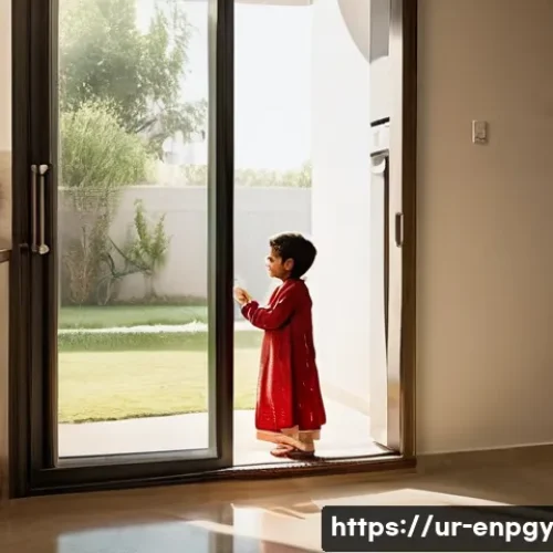 Home 30 에너지 자원 관리 최적화 가이드 - **Prompt:** A warm and inviting scene inside a modern Pakistani home's living room, bathed in natura...