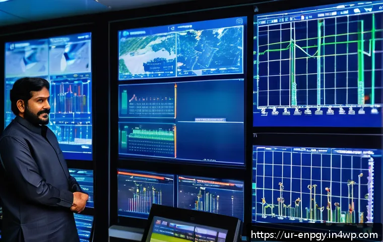 전력 사용량 예측을 통한 배분 전략 - A modern smart grid control room in Pakistan, featuring diverse engineers in traditional shalwar kam...