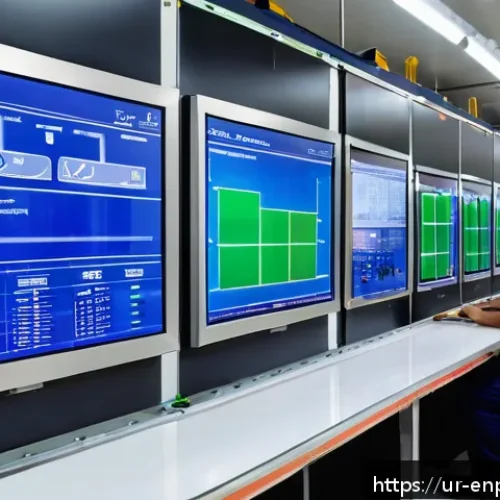 Home 17 산업별 에너지 배분의 베스트 프랙티스 - An industrial factory interior showcasing advanced energy management systems (EMS) with digital cont...
