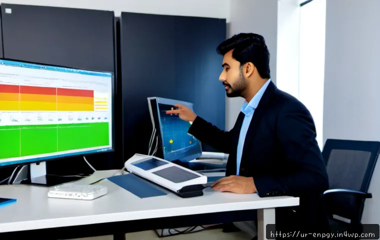 Home 17 에너지 배분 최적화 소프트웨어 비교 - Photorealistic split-screen comparison scene of two clean energy management software workstations in...