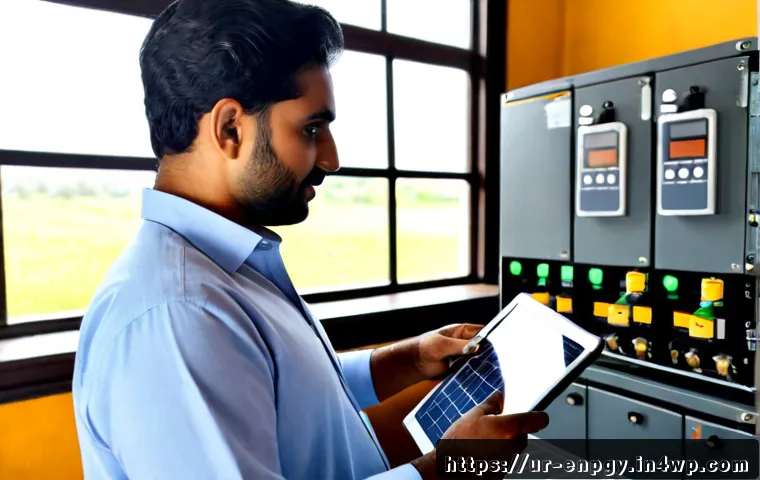 Home 17 중소기업의 에너지 배분 문제 해결 전략 - Photorealistic Pakistani small business workshop, a South Asian owner and technician reviewing energ...
